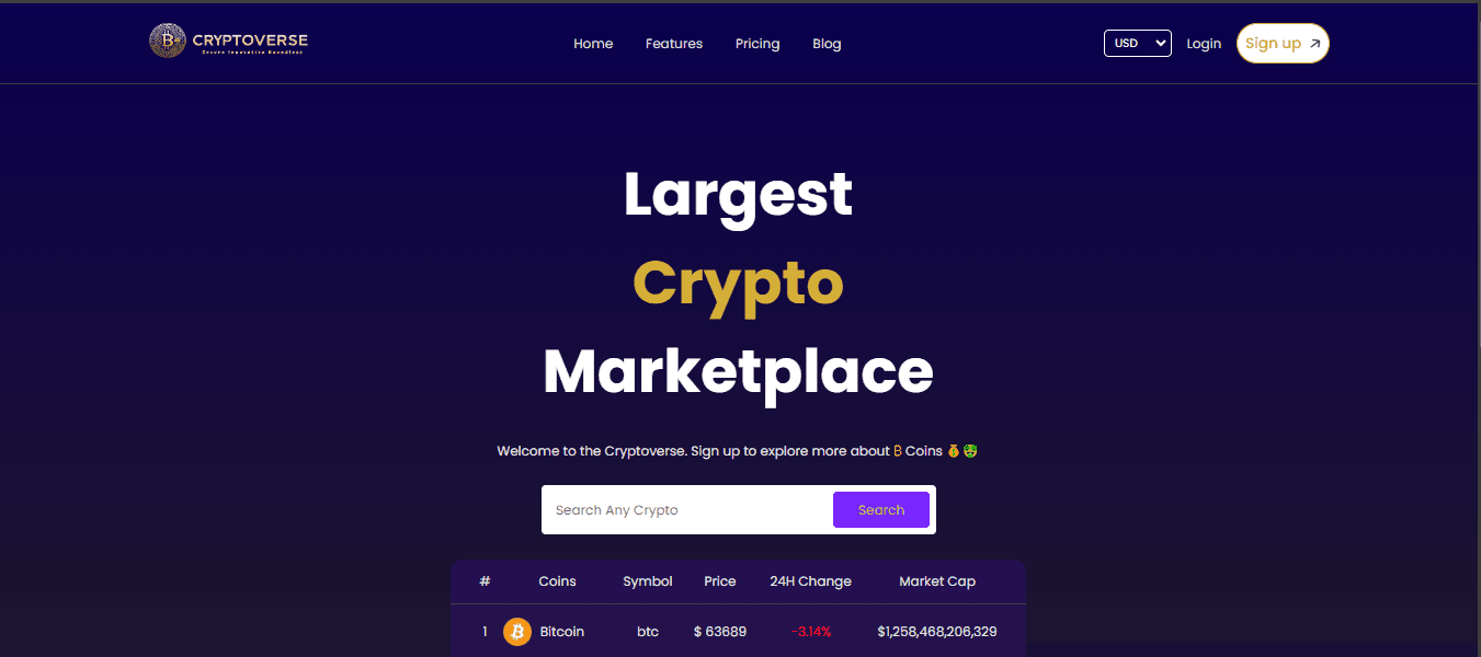 Cryptoverse | Crypto Currency Marketplace